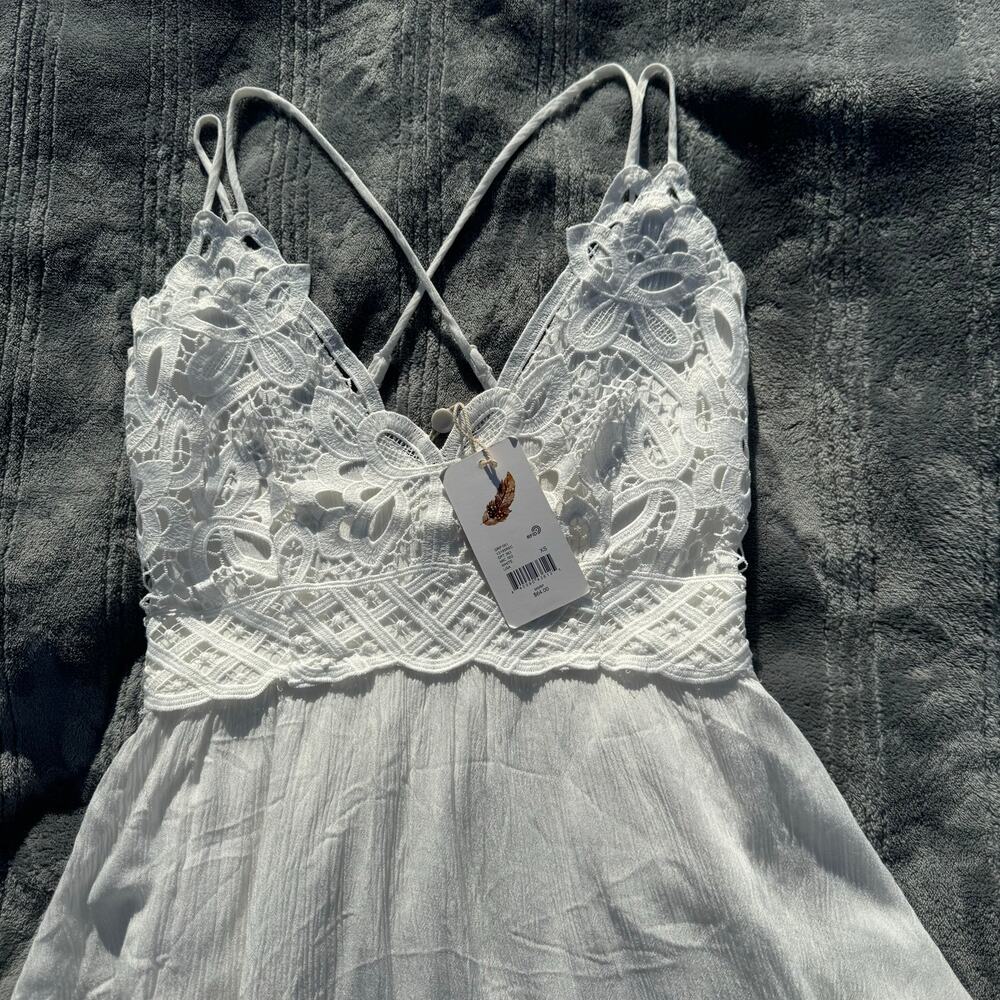 NWT C&V Chealsea & Violet Boho White Strappy Lace Mini Slip Dress Women’s XS - Picture 5 of 13